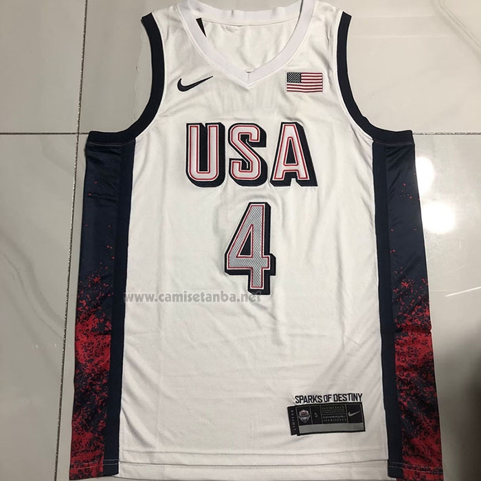 Camiseta USA 2024 Stephen Curry #4 Blanco